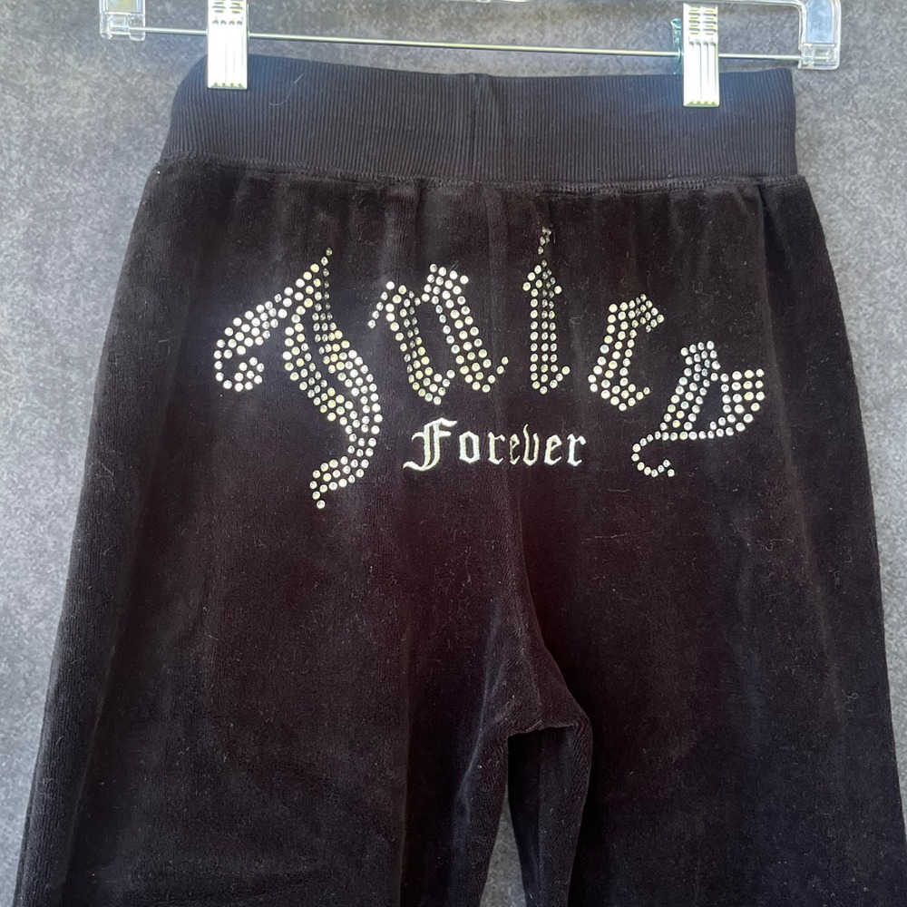 Juicy Couture x Forever 21 Black Velour Rhinestone Bling Joggers Y2K Retro Small